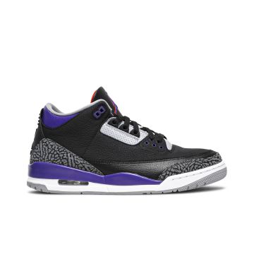 Jordan 3 Retro Black Court Purple CT8532-050 | Black Purple Cement Grey Retro Sneakers