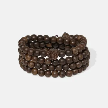 Natural Agarwood Bracelet for Spiritual Gift Buyers – Handcrafted Wood Bracelet for Grounding Energy, Daily Wear