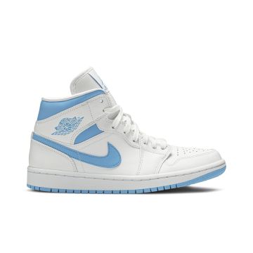 Jordan 1 Mid UNC Women’s BQ6472-114 | White Blue Retro Leather Sneakers
