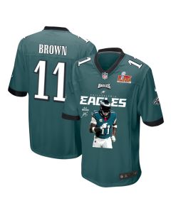A.J. Brown 11 Philadelphia Eagles ‘Brown’s Pigskin Prowess’ Game Men Jersey – Midnight Green