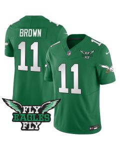 A.J. Brown 11 Philadelphia Eagles Fly Eagles Fly Patch Alternate Game Men Jersey – Kelly Green