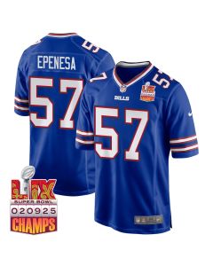 A.J. Epenesa 57 Buffalo Bills Super Bowl LIX Champions Patch Game Men Jersey – Royal