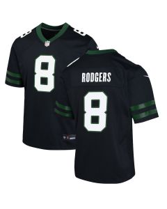 Aaron Rodgers 8 New York Jets Alternate Game YOUTH Jersey – Legacy Black