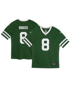 Aaron Rodgers 8 New York Jets Youth Game Jersey, Legacy Green