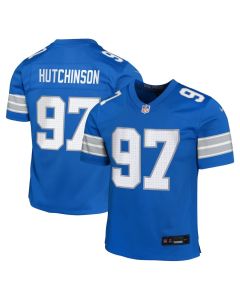 Aidan Hutchinson 97 Detroit Lions Team Player Game YOUTH Jersey – Blue