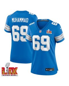 Al-Quadin Muhammad #69 Detroit Lions Super Bowl LIX Women’s Jersey – Blue