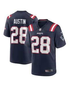 Alex Austin 28 New England Patriots Team Game Men Jersey – Navy