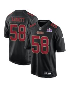 Alex Barrett 58 San Francisco 49ers Super Bowl LVIII Patch Fashion Game Men Jersey – Carbon Black