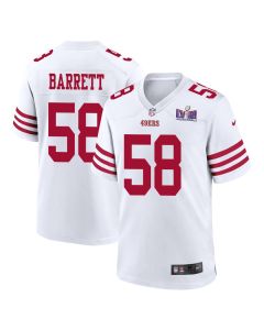 Alex Barrett 58 San Francisco 49ers Super Bowl LVIII Patch Game Men Jersey – White