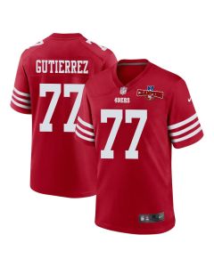 Alfredo Gutierrez 77 San Francisco 49ers NFC Champions Patch Game Men Jersey – Scarlet