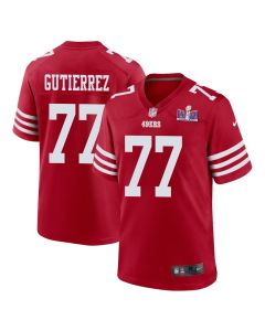 Alfredo Gutierrez 77 San Francisco 49ers Super Bowl LVIII Patch Game Men Jersey – Scarlet