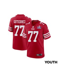 Alfredo Gutierrez 77 San Francisco 49ers Super Bowl LVIII Patch Game YOUTH Jersey – Scarlet