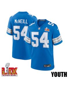 Alim McNeill #54 Detroit Lions Super Bowl LIX YOUTH Jersey – Blue