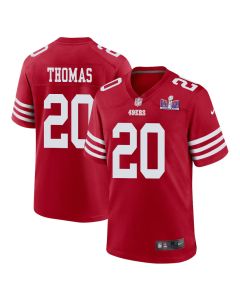 Ambry Thomas 20 San Francisco 49ers Super Bowl LVIII Patch Game Men Jersey – Scarlet