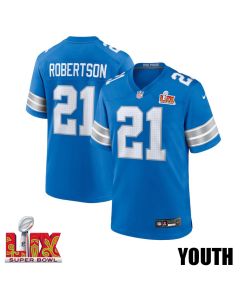 Amik Robertson #21 Detroit Lions Super Bowl LIX YOUTH Jersey – Blue