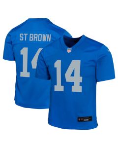 Amon-Ra St. Brown 14 Detroit Lions Alternate Game YOUTH Jersey – Blue