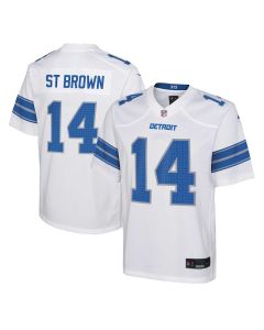 Amon-Ra St. Brown 14 Detroit Lions Player Game YOUTH Jersey – White