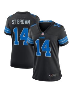 Amon-Ra St. Brown 14 Detroit Lions Women’s 2nd Alternate Game Jersey – Black