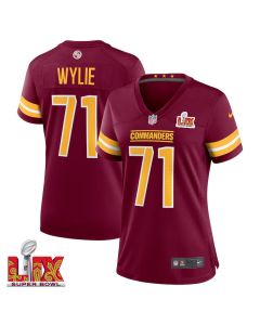 Andrew Wylie #71 Washington Commanders Super Bowl LIX Women’s Jersey – Burgundy