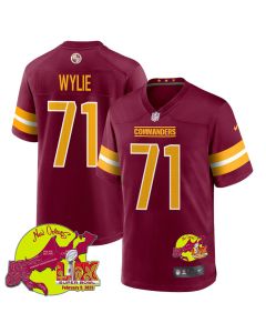 Andrew Wylie 71 Washington Commanders Super Bowl LIX New Orleans Patch Game Men Jersey – Burgundy