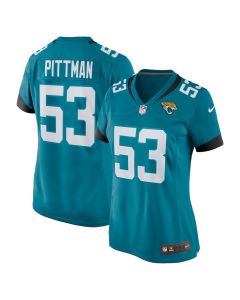 Anthony Pittman 53 Jacksonville Jaguars Women’s Team Game Jersey – Teal