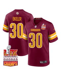 Austin Ekeler 30 Washington Commanders Super Bowl LIX Champions Patch Game Men Jersey – Burgundy