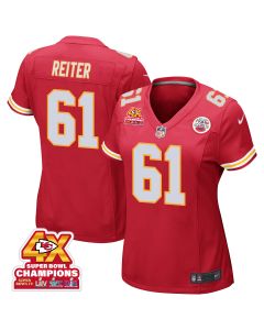 Austin Reiter 61 Kansas City Chiefs Super Bowl LVIII Champions 4X Game Women Jersey – Red