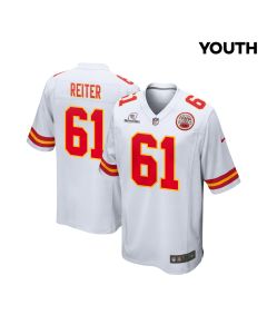 Austin Reiter 61 Kansas City Chiefs Super Bowl LVIII Patch Game YOUTH Jersey – White