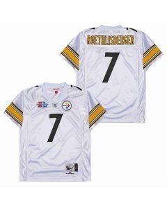 Ben Roethlisberger 7 Pittsburgh Steelers Super Bowl XL Retro Throwback Men Jersey – White
