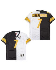 Ben Roethlisberger 7 Pittsburgh Steelers Two-Toned Retro Throwback Men Jersey – Black/White