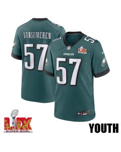 Ben VanSumeren #57 Philadelphia Eagles Super Bowl LIX YOUTH Jersey – Midnight Green