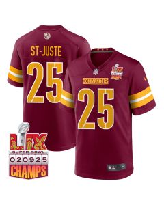 Benjamin St-Juste 25 Washington Commanders Super Bowl LIX Champions Patch Game Men Jersey – Burgundy