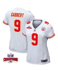 Blaine Gabbert 9 Kansas City Chiefs Super Bowl LVIII Champions 4 Stars Patch Game Women Jersey – White
