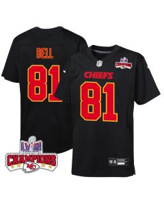 Blake Bell 81 Kansas City Chiefs Super Bowl LVIII Champions 4 Stars Patch Fashion Game YOUTH Jersey – Carbon Black