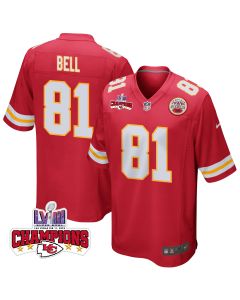 Blake Bell 81 Kansas City Chiefs Super Bowl LVIII Champions 4 Stars Patch Game Men Jersey – Red