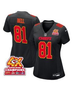 Blake Bell 81 Kansas City Chiefs Super Bowl LVIII Champions 4X Fashion Game Women Jersey – Carbon Black