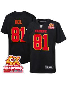 Blake Bell 81 Kansas City Chiefs Super Bowl LVIII Champions 4X Fashion Game YOUTH Jersey – Carbon Black