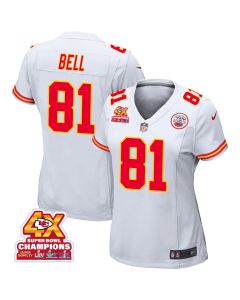 Blake Bell 81 Kansas City Chiefs Super Bowl LVIII Champions 4X Game Women Jersey – White