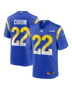 Blake Corum 22 Los Angeles Rams 2024 NFL Draft Game Jersey – Royal