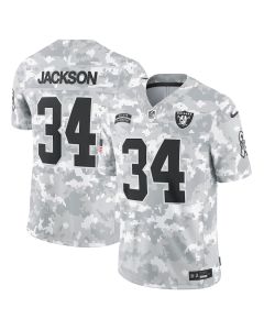 Bo Jackson 34 Las Vegas Raiders 2024 Salute to Service Retired Player Limited Men Jersey – Arctic Camo