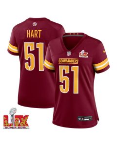 Bobby Hart #51 Washington Commanders Super Bowl LIX Women’s Jersey – Burgundy