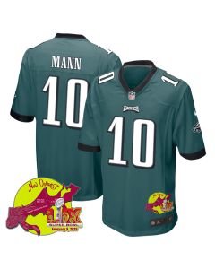 Braden Mann 10 Philadelphia Eagles Super Bowl LIX New Orleans Patch Game Men Jersey – Midnight Green