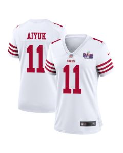 Brandon Aiyuk 11 San Francisco 49ers Super Bowl LVIII Patch Game Women Jersey – White