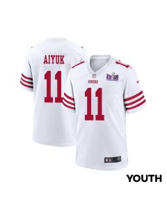 Brandon Aiyuk 11 San Francisco 49ers Super Bowl LVIII Patch Game YOUTH Jersey – White