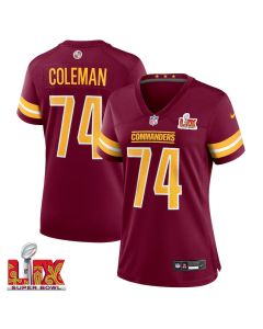 Brandon Coleman #74 Washington Commanders Super Bowl LIX Women’s Jersey – Burgundy