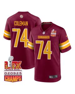 Brandon Coleman 74 Washington Commanders Super Bowl LIX Champions Patch Game Men Jersey – Burgundy