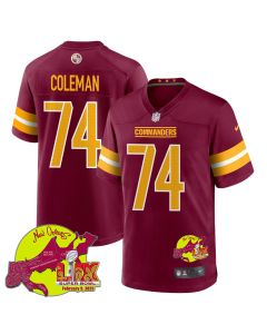 Brandon Coleman 74 Washington Commanders Super Bowl LIX New Orleans Patch Game Men Jersey – Burgundy
