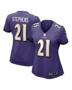 Brandon Stephens 21 Baltimore Ravens Women Game Jersey – Purple