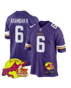 Brian Asamoah II 6 Minnesota Vikings Super Bowl LIX New Orleans Patch Game Men Jersey – Purple