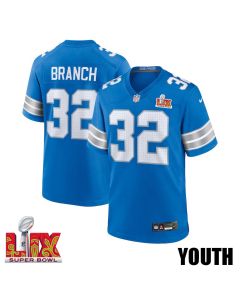Brian Branch #32 Detroit Lions Super Bowl LIX YOUTH Jersey – Blue